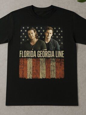 Florida Georgia Line Vintage Graphic T-Shirt Black Country Music Tee